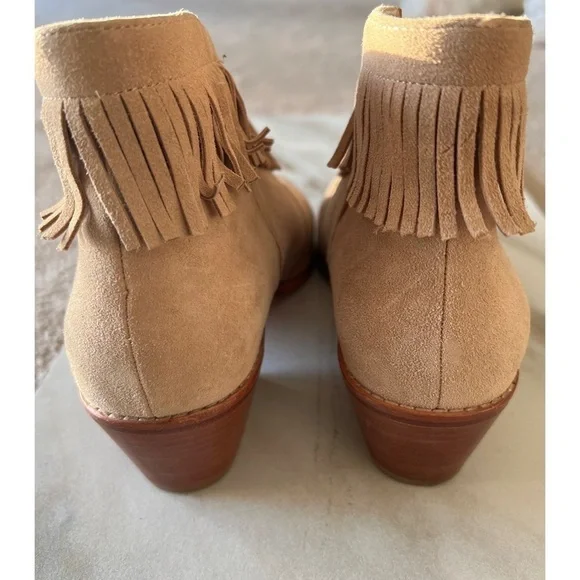 JOIE MAKENA BEIGE BUFF CALF SUEDE FRINGE ANKLE BOOTIE - EU 40 - US 9 - Picture 5 of 10